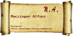 Maczinger Alfonz névjegykártya